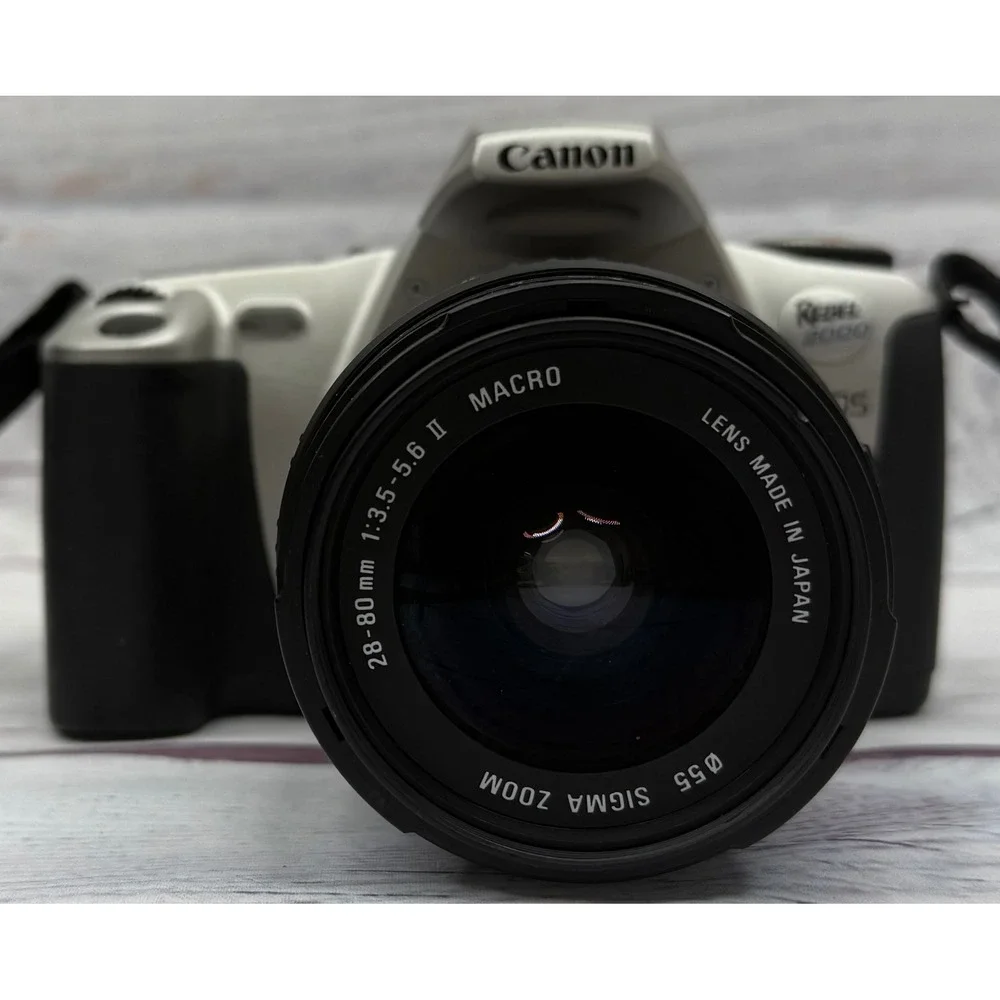 Canon EOS Rebel 2000 35mm Film SLR Camera with Sigma 28-80mm Macro Lens Silver